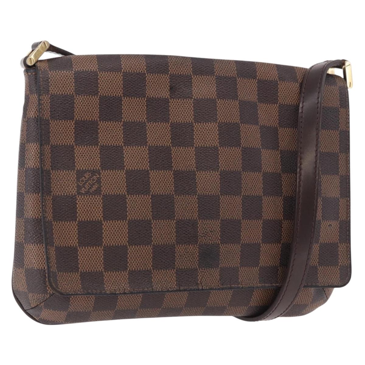 LOUIS VUITTON Damier Ebene Musette Tango Long Shoulder Bag N51301 LV Auth 189143