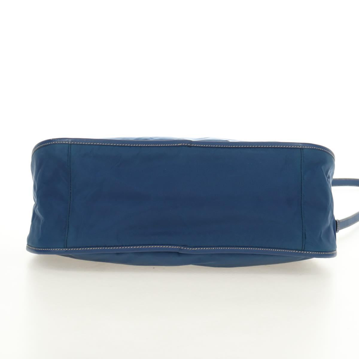 PRADA Shoulder Bag Nylon 2way Blue Gold Auth 189145V