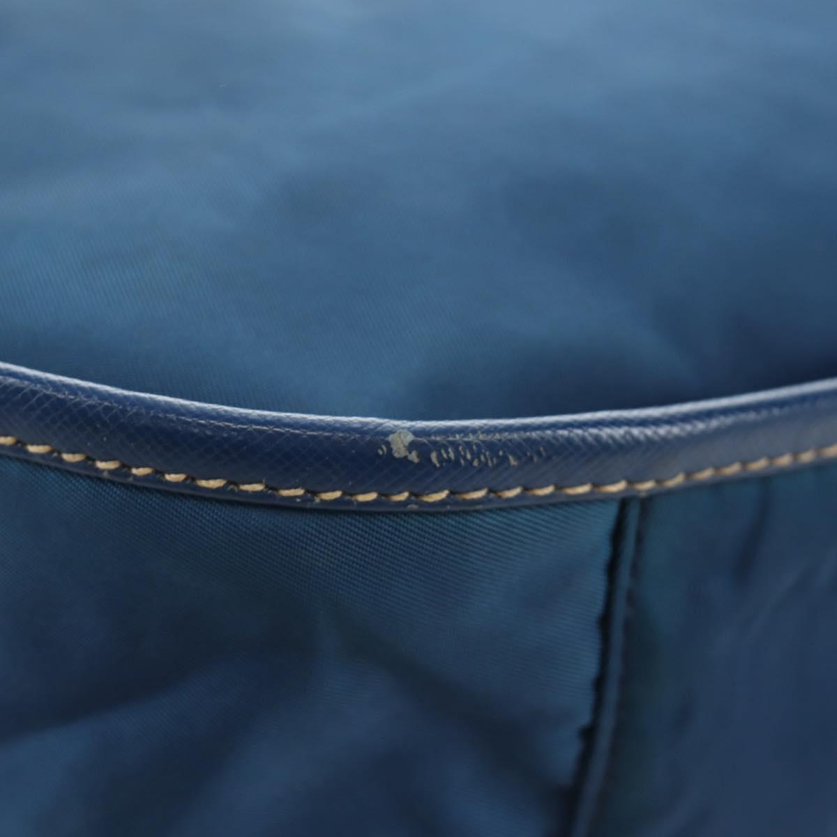 PRADA Shoulder Bag Nylon 2way Blue Gold Auth 189145V