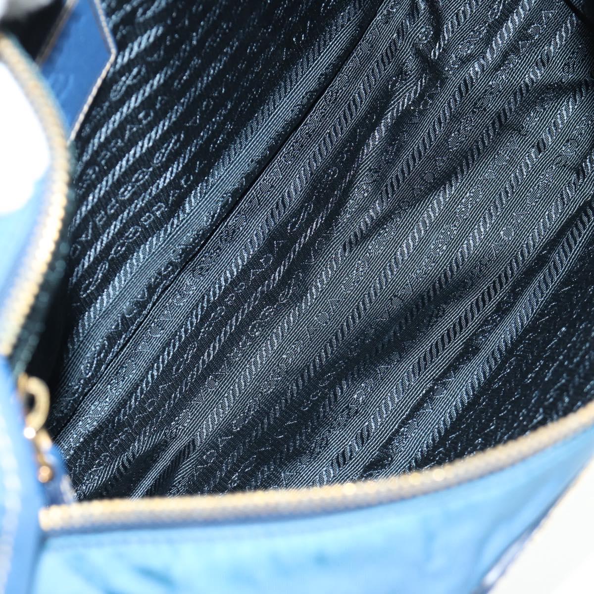 PRADA Shoulder Bag Nylon 2way Blue Gold Auth 189145V