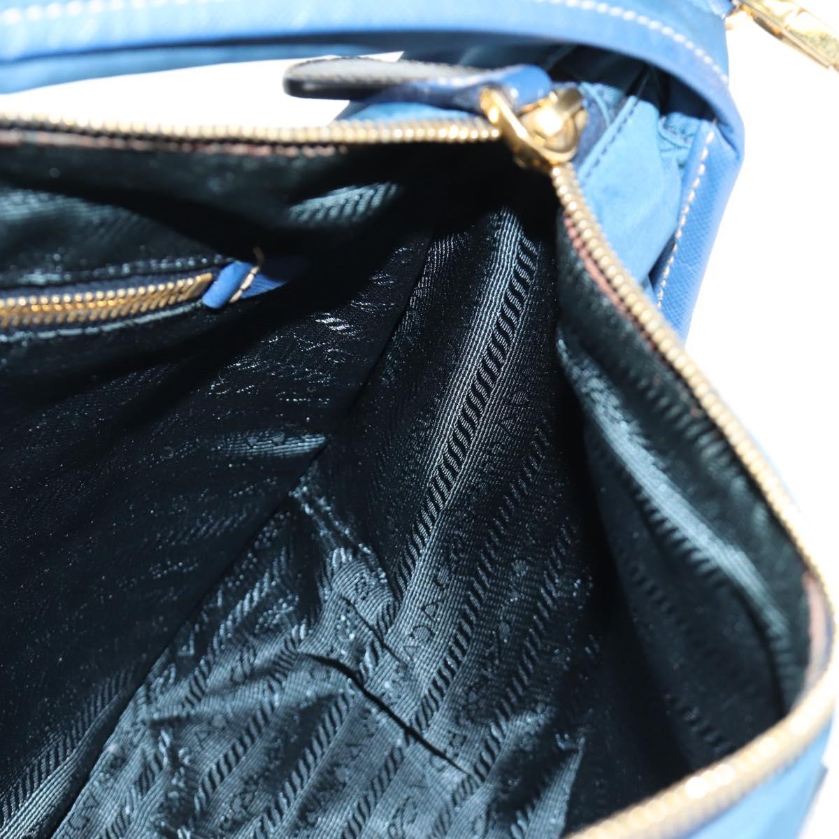 PRADA Shoulder Bag Nylon 2way Blue Gold Auth 189145V