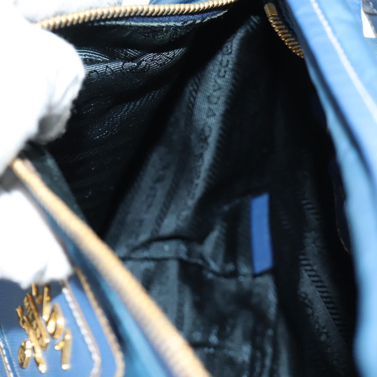 PRADA Shoulder Bag Nylon 2way Blue Gold Auth 189145V