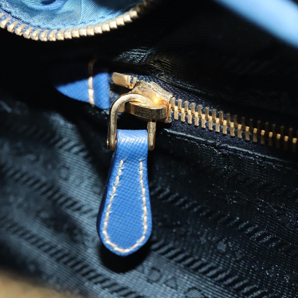 PRADA Shoulder Bag Nylon 2way Blue Gold Auth 189145V