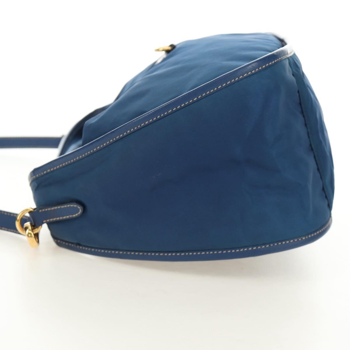 PRADA Shoulder Bag Nylon 2way Blue Gold Auth 189145V
