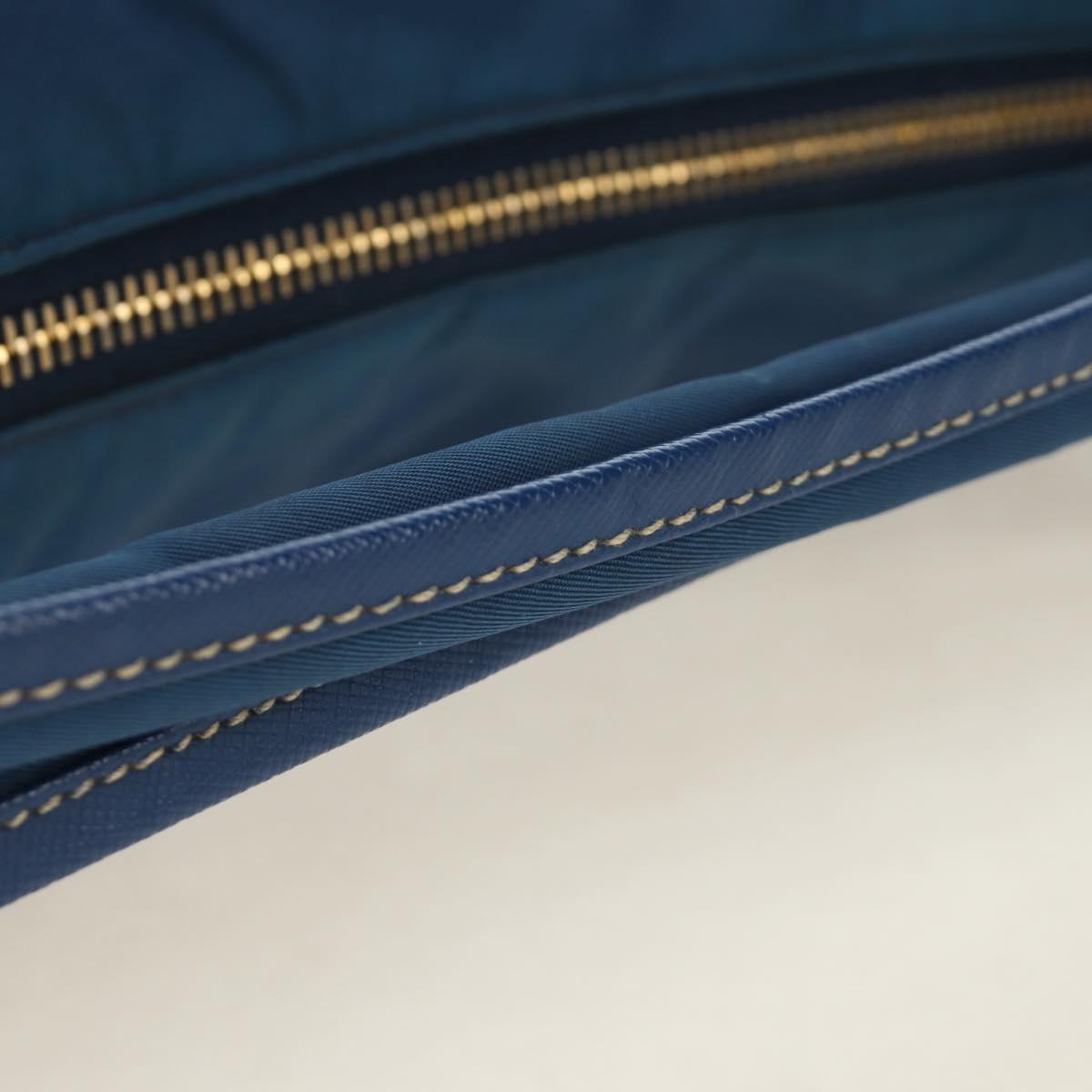 PRADA Shoulder Bag Nylon 2way Blue Gold Auth 189145V