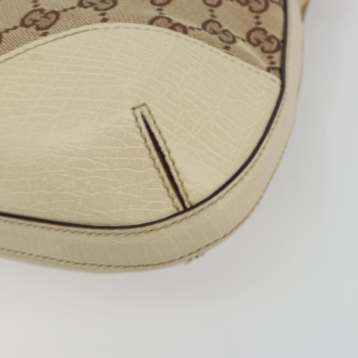 GUCCI GG Canvas Horsebit Shoulder Bag Beige 137388 Auth 189146V