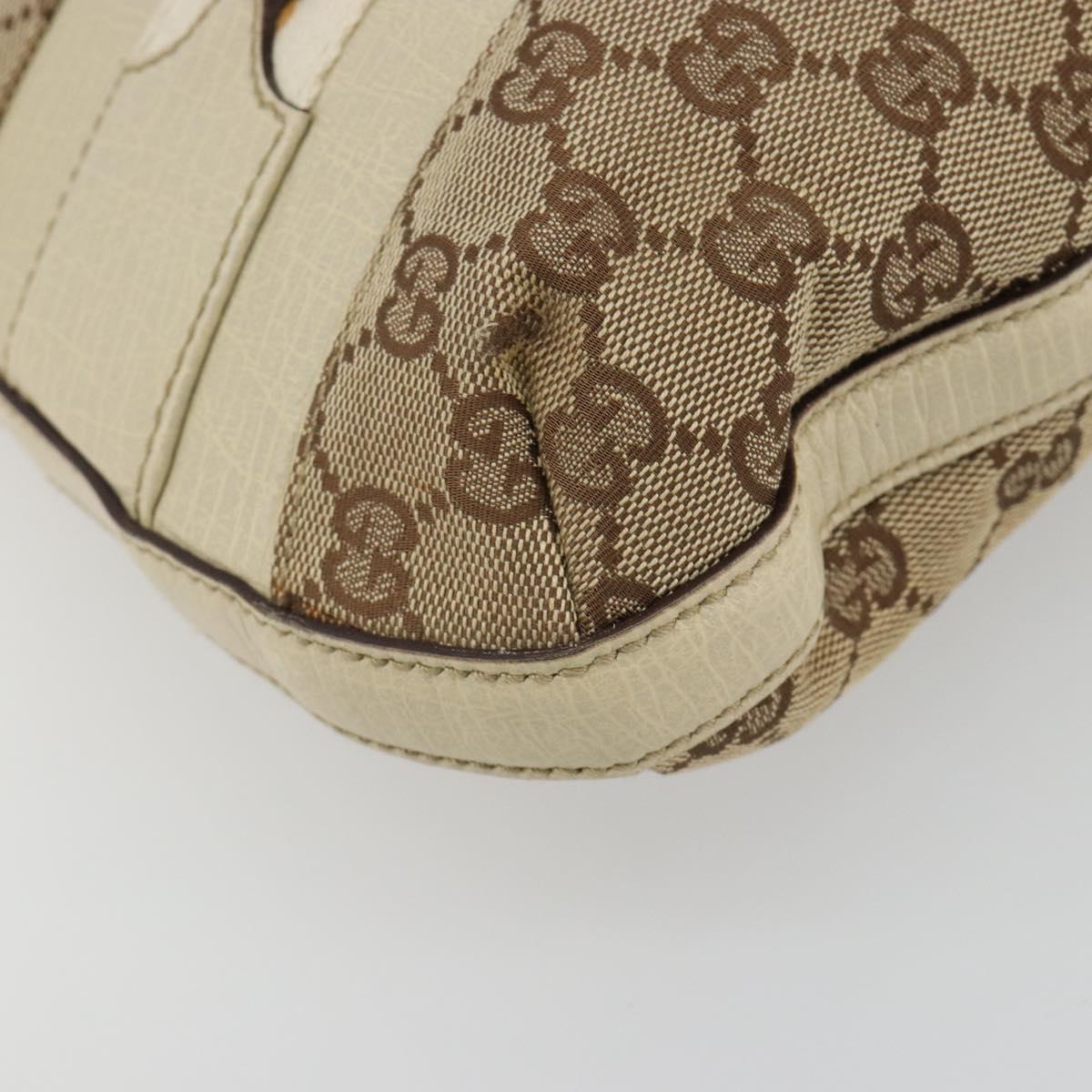 GUCCI GG Canvas Horsebit Shoulder Bag Beige 137388 Auth 189146V
