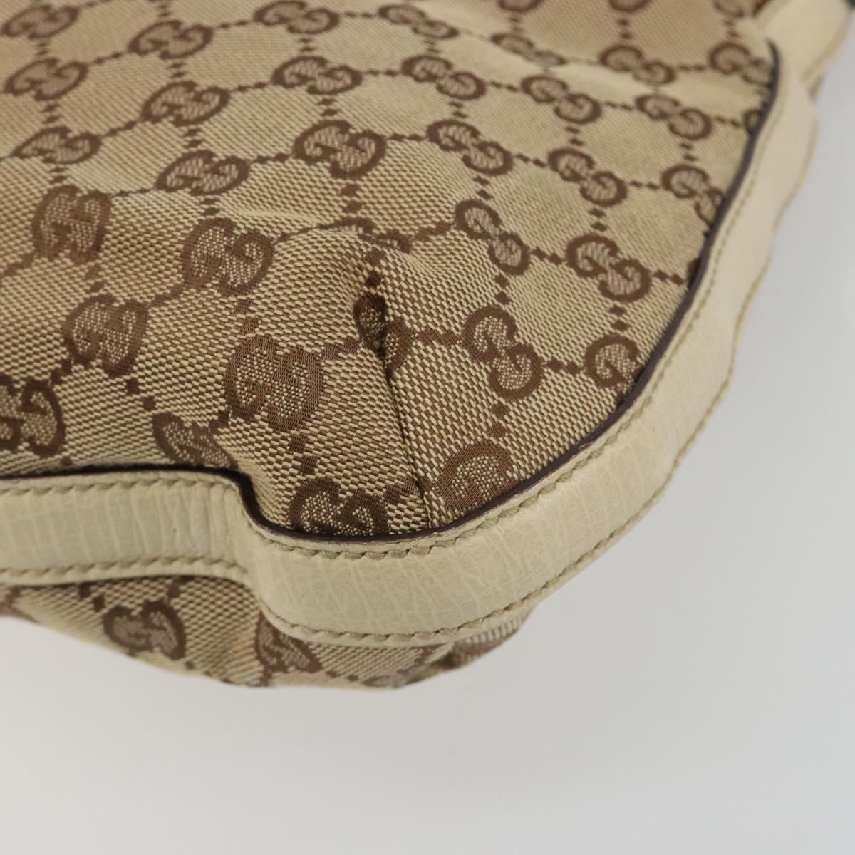 GUCCI GG Canvas Horsebit Shoulder Bag Beige 137388 Auth 189146V