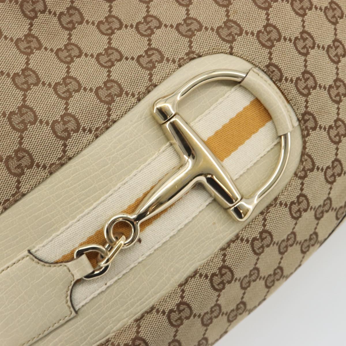 GUCCI GG Canvas Horsebit Shoulder Bag Beige 137388 Auth 189146V