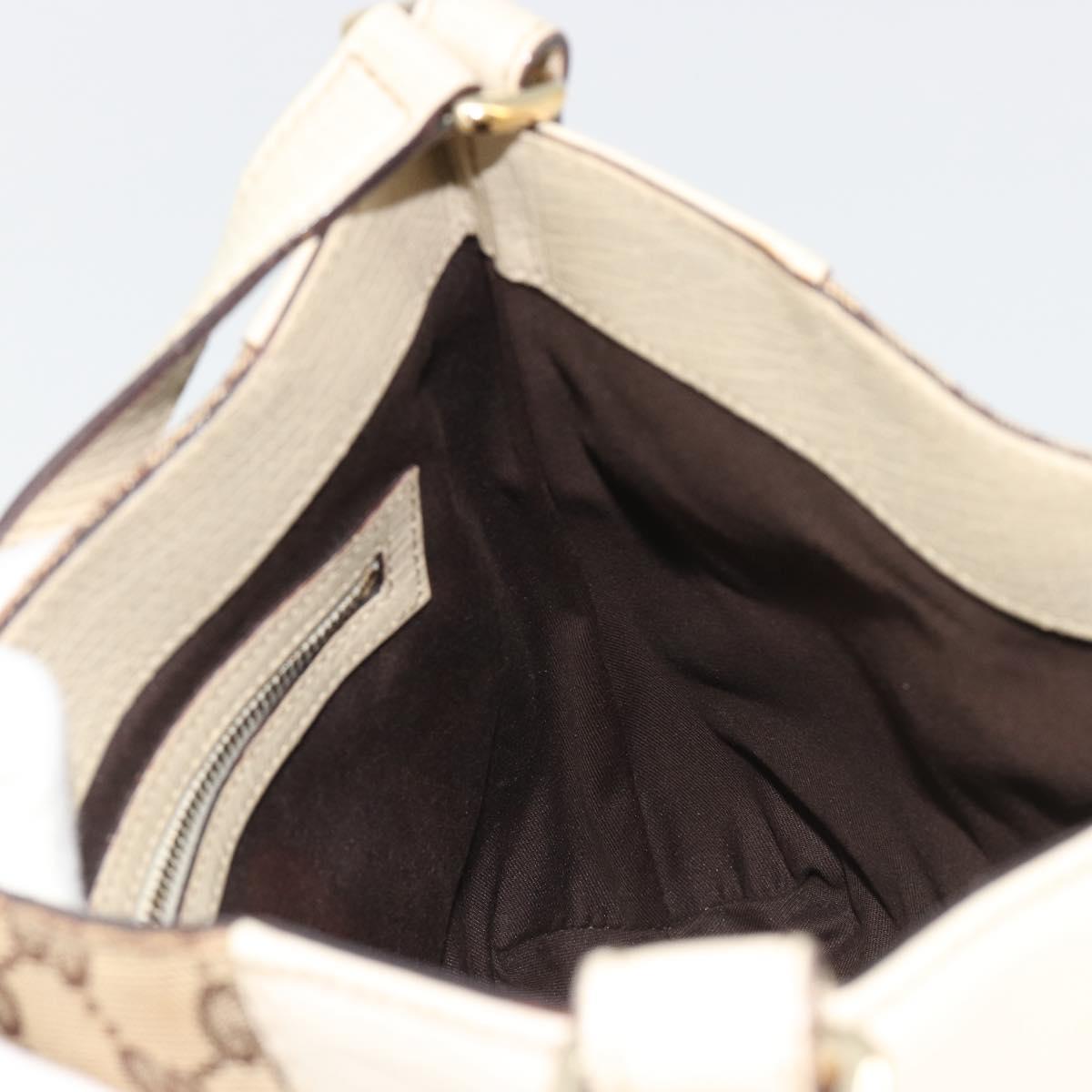 GUCCI GG Canvas Horsebit Shoulder Bag Beige 137388 Auth 189146V