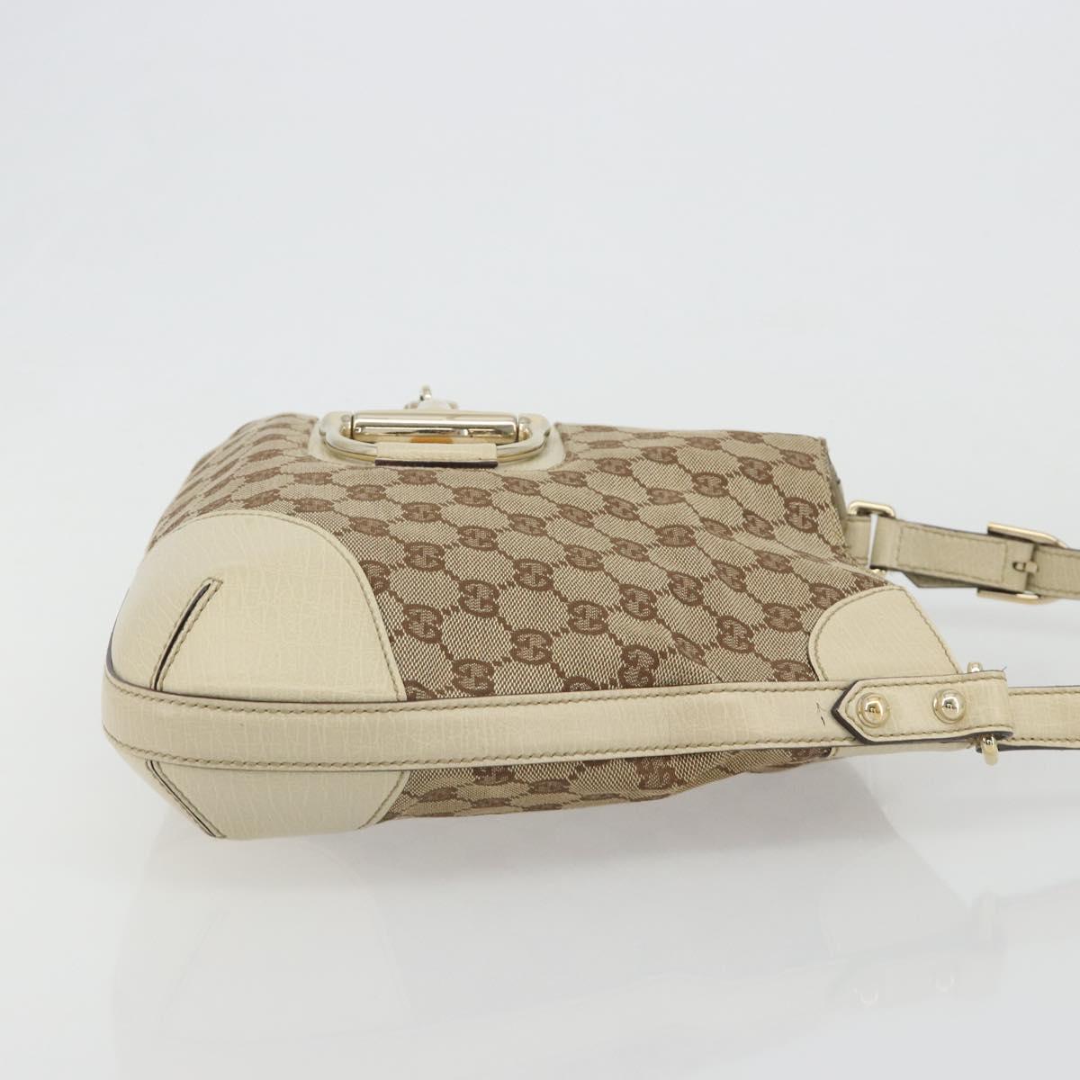 GUCCI GG Canvas Horsebit Shoulder Bag Beige 137388 Auth 189146V