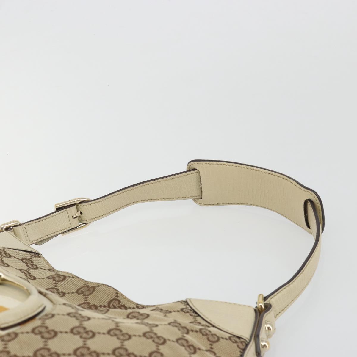 GUCCI GG Canvas Horsebit Shoulder Bag Beige 137388 Auth 189146V