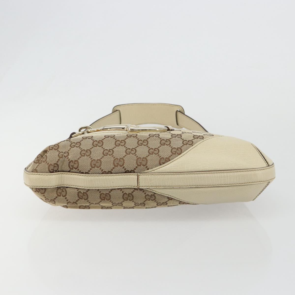 GUCCI GG Canvas Horsebit Shoulder Bag Beige 137388 Auth 189146V