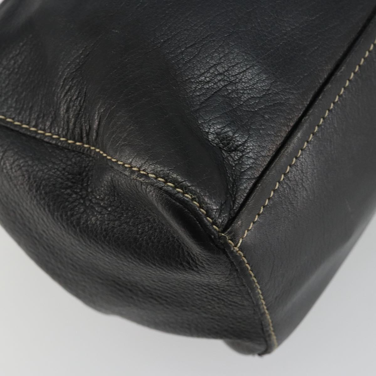 PRADA Shoulder Bag Leather Black Silver Auth 189148A