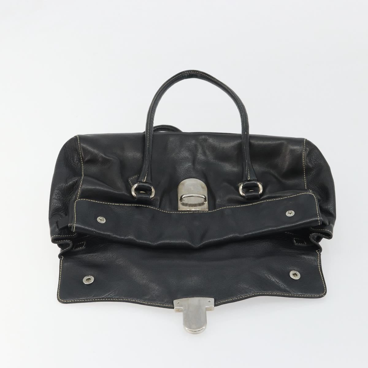 PRADA Shoulder Bag Leather Black Silver Auth 189148A