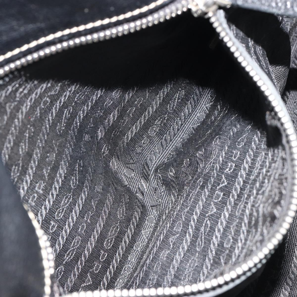 PRADA Shoulder Bag Leather Black Silver Auth 189148A