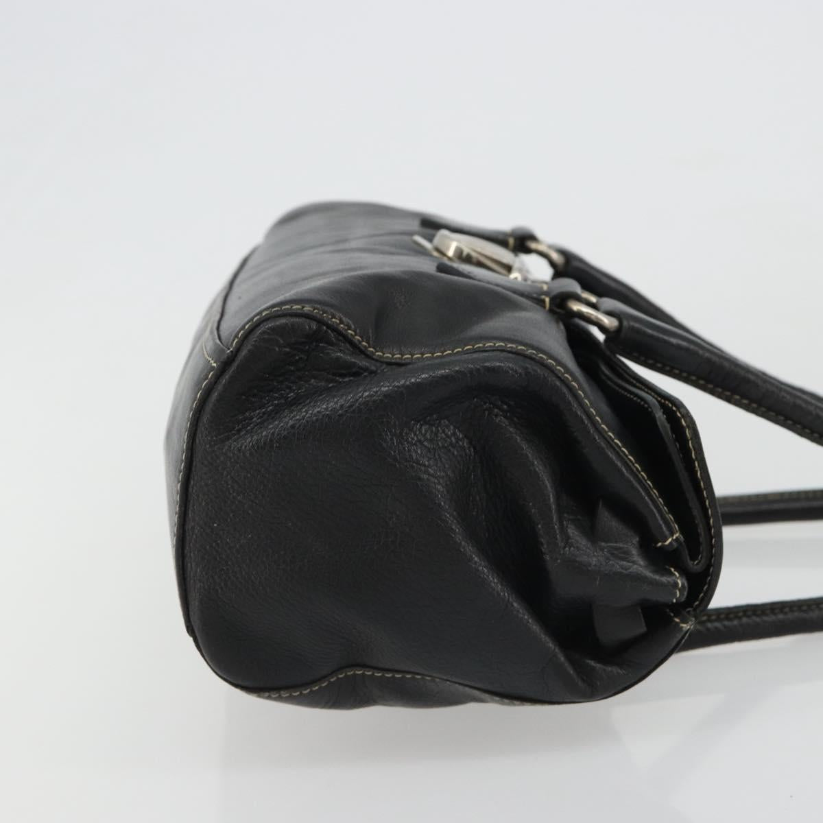 PRADA Shoulder Bag Leather Black Silver Auth 189148A