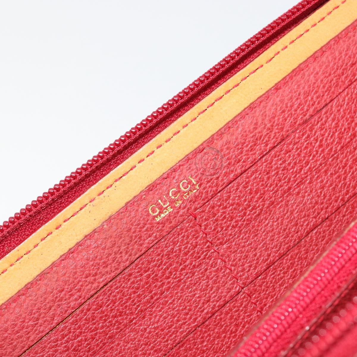 GUCCI Bamboo Shoulder Wallet Outlet Suede 2way Red Gold Auth 189149