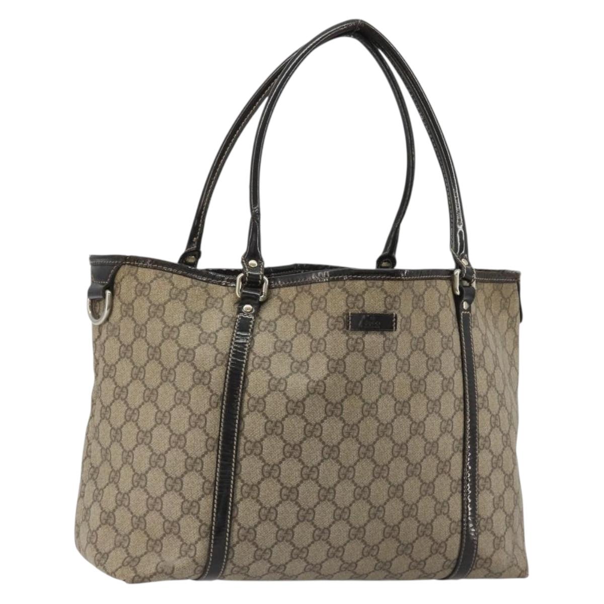 GUCCI GG Supreme Tote Bag PVC Beige Gold 197953 Auth 189151