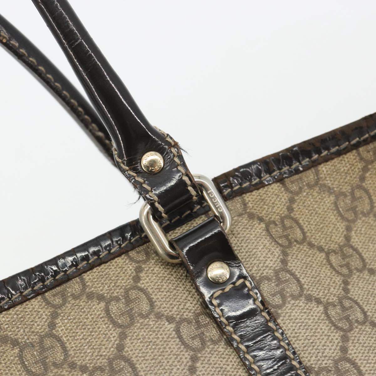 GUCCI GG Supreme Tote Bag PVC Beige Gold 197953 Auth 189151