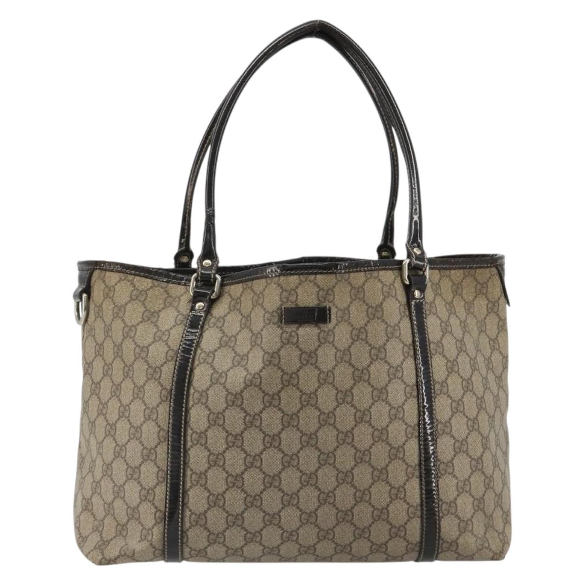 GUCCI GG Supreme Tote Bag PVC Beige Gold 197953 Auth 189151