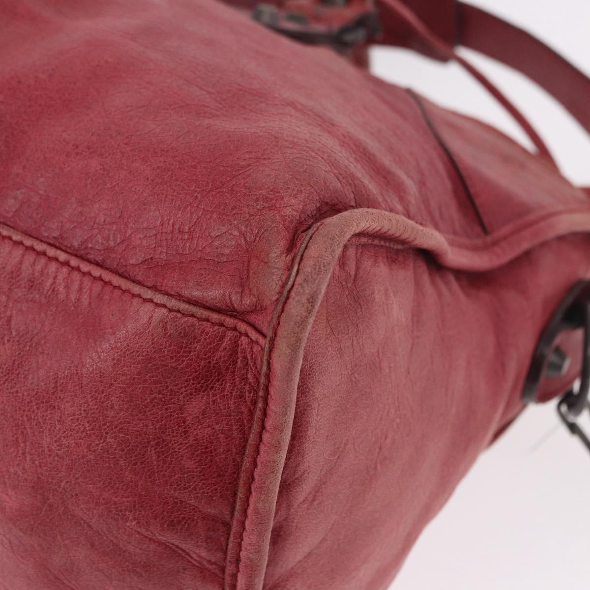 BALENCIAGA The Part Time Hand Bag Leather 2way Red 168028 Auth 189152A