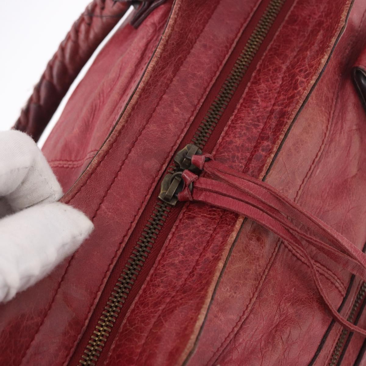 BALENCIAGA The Part Time Hand Bag Leather 2way Red 168028 Auth 189152A
