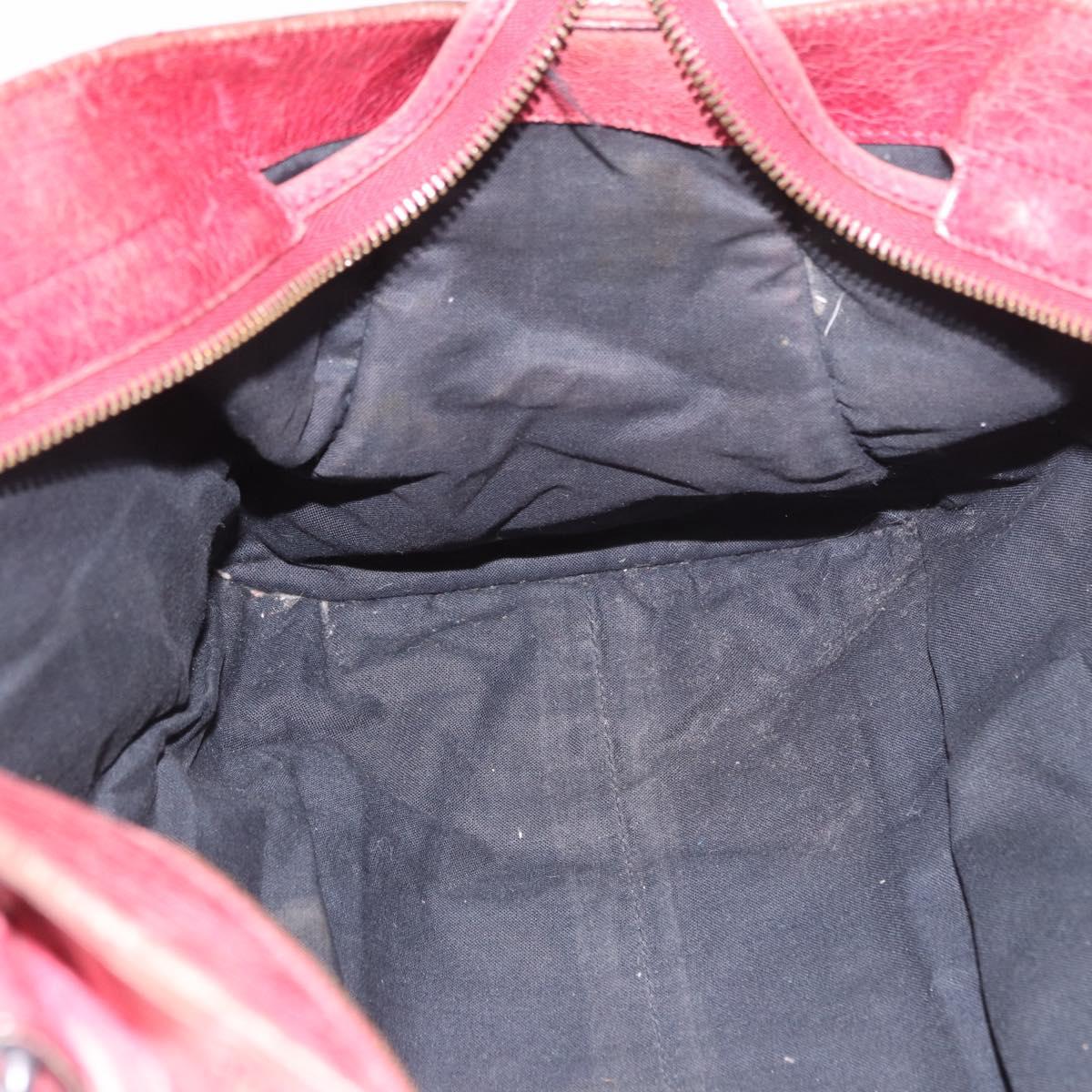 BALENCIAGA The Part Time Hand Bag Leather 2way Red 168028 Auth 189152A
