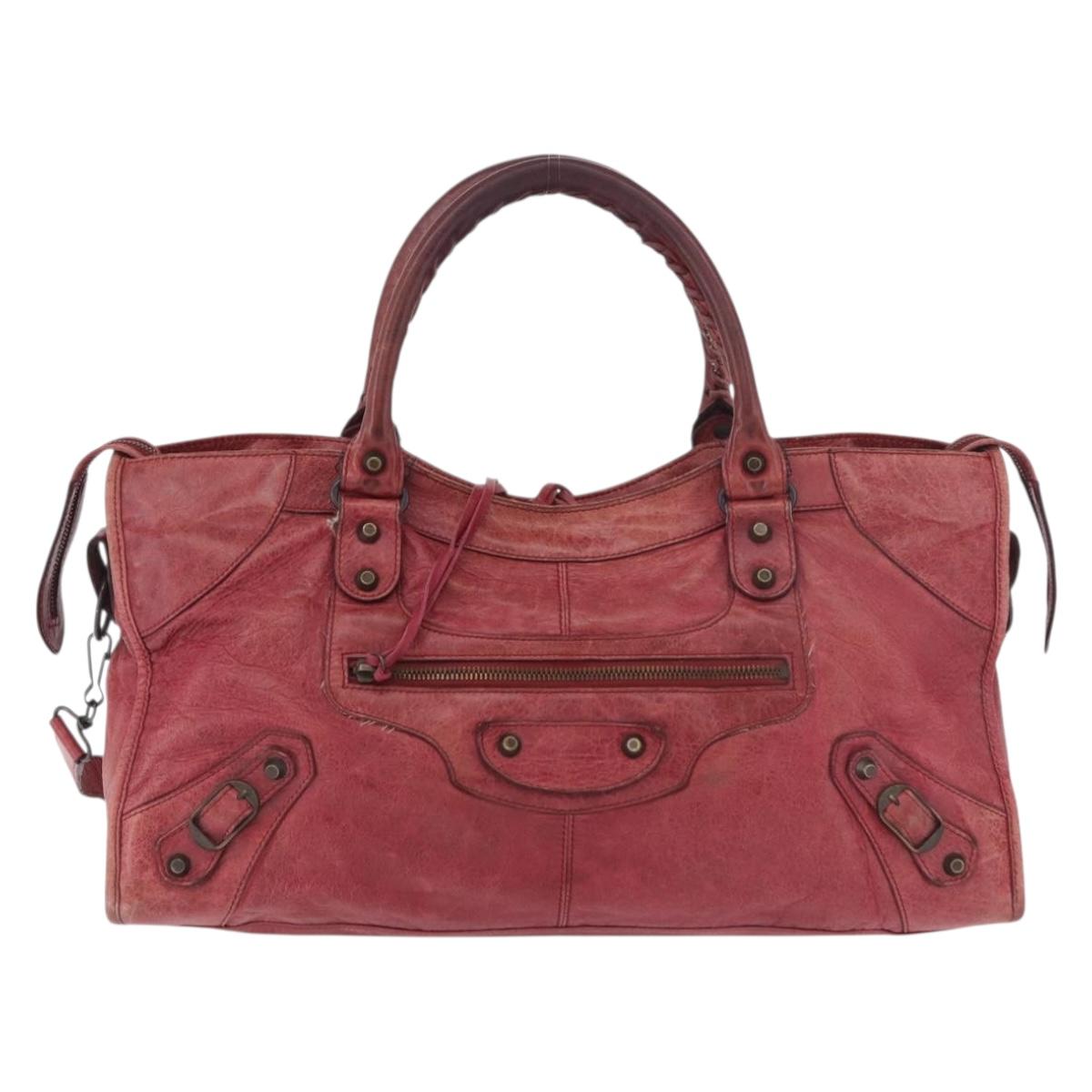 BALENCIAGA The Part Time Hand Bag Leather 2way Red 168028 Auth 189152A