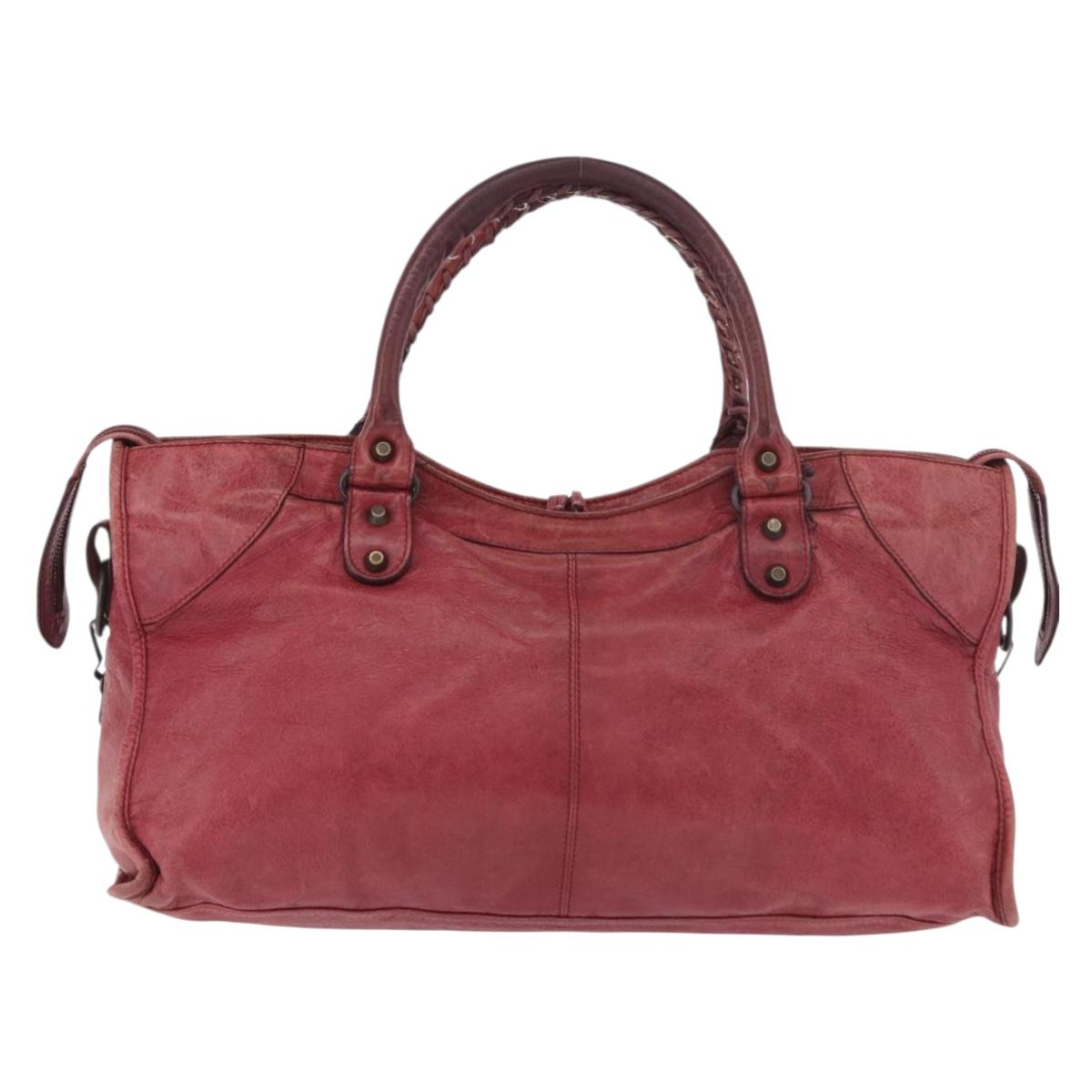 BALENCIAGA The Part Time Hand Bag Leather 2way Red 168028 Auth 189152A