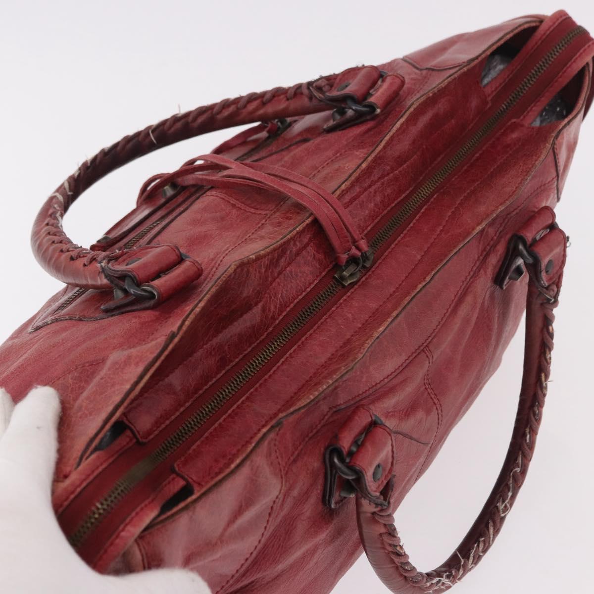 BALENCIAGA The Part Time Hand Bag Leather 2way Red 168028 Auth 189152A