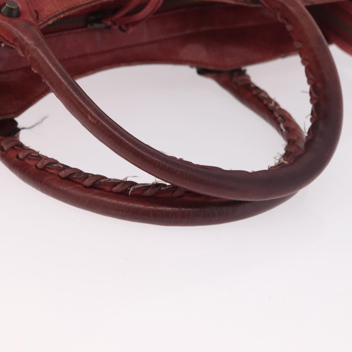 BALENCIAGA The Part Time Hand Bag Leather 2way Red 168028 Auth 189152A