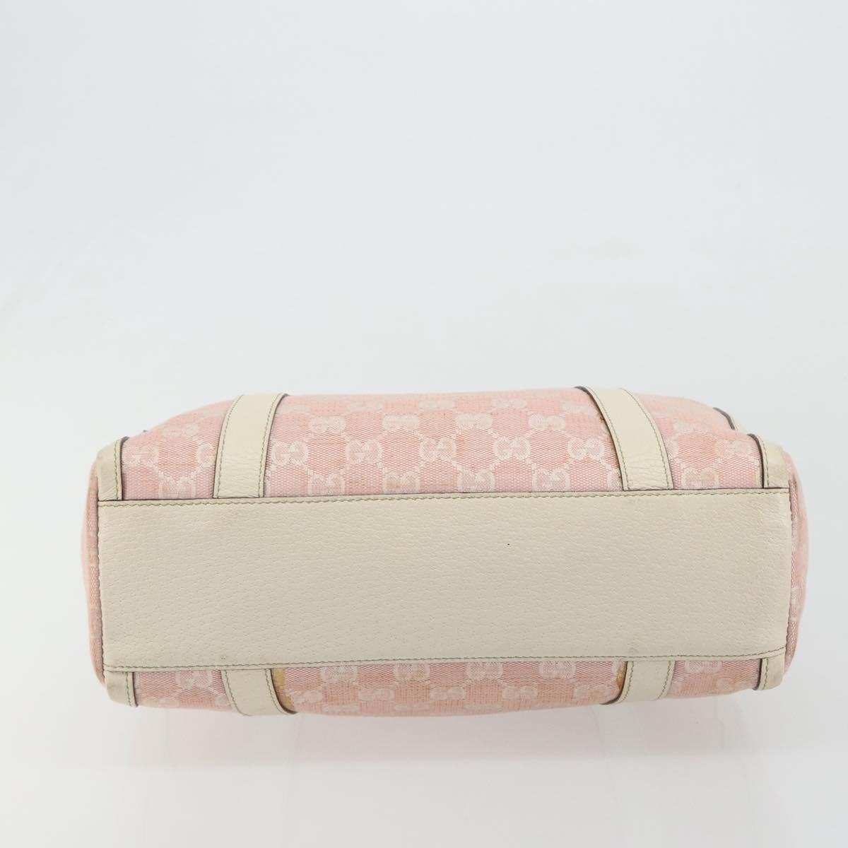 GUCCI GG Canvas Abbey Boston Bag Pink Gold Auth 189155