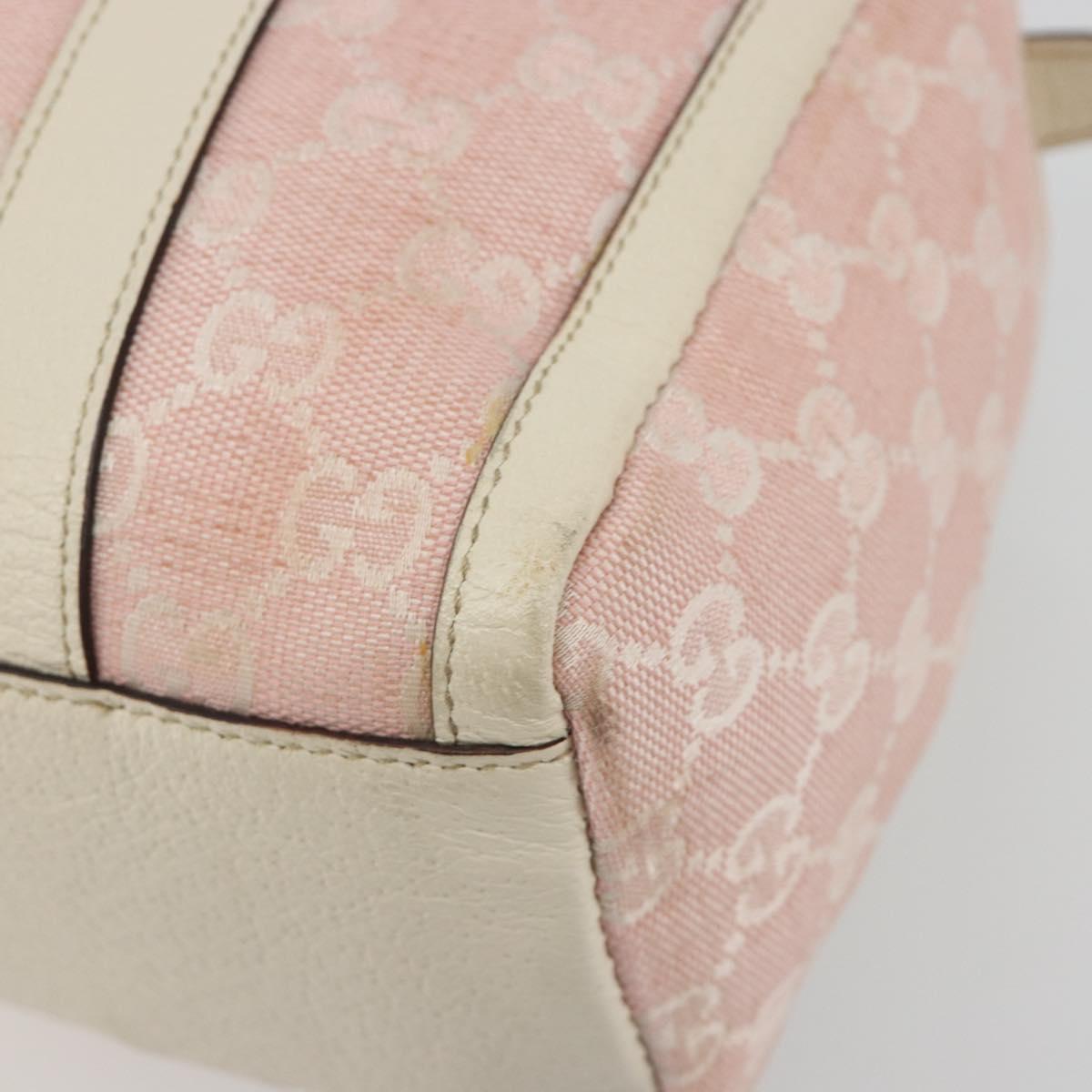 GUCCI GG Canvas Abbey Boston Bag Pink Gold Auth 189155