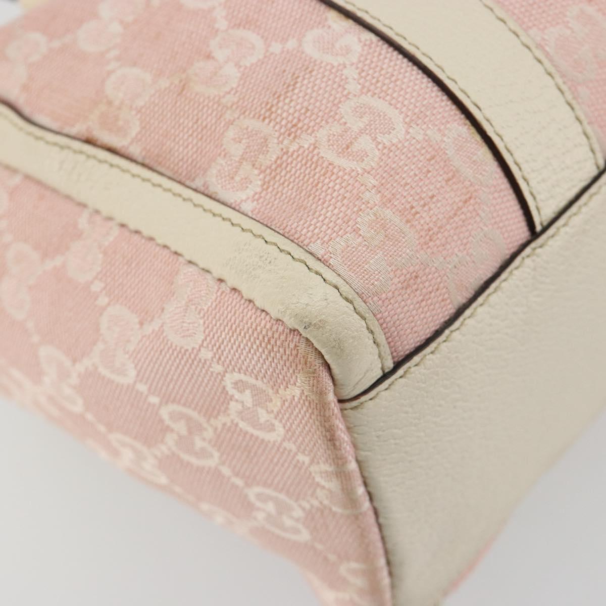 GUCCI GG Canvas Abbey Boston Bag Pink Gold Auth 189155