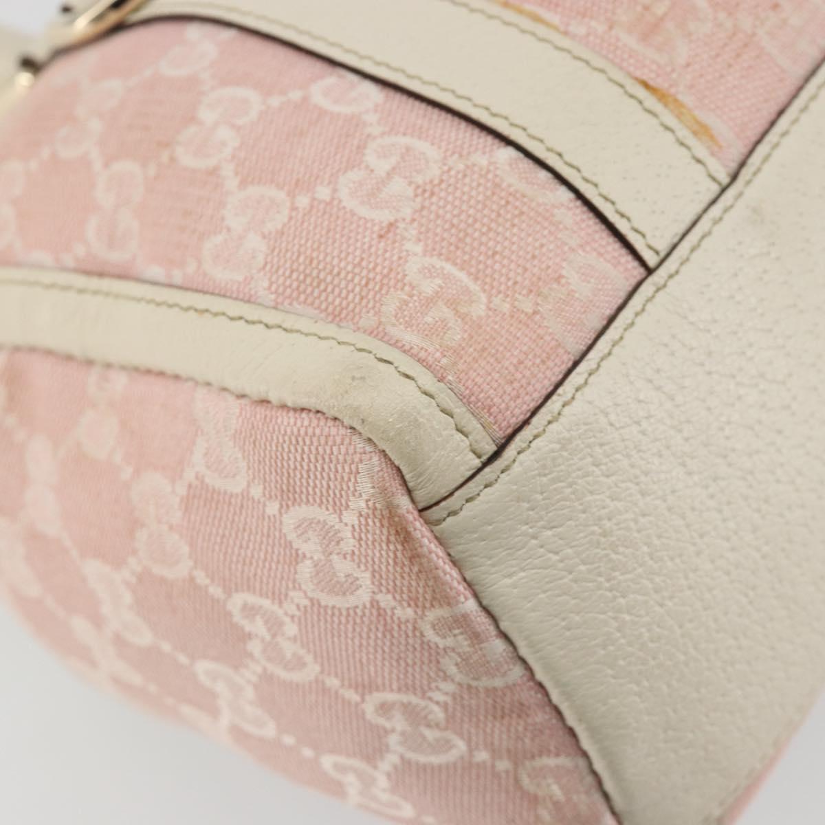 GUCCI GG Canvas Abbey Boston Bag Pink Gold Auth 189155