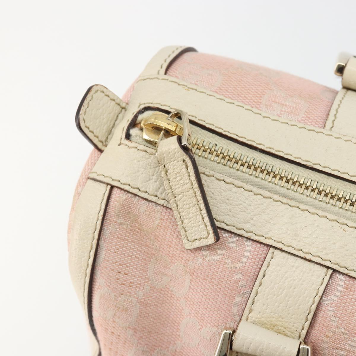 GUCCI GG Canvas Abbey Boston Bag Pink Gold Auth 189155