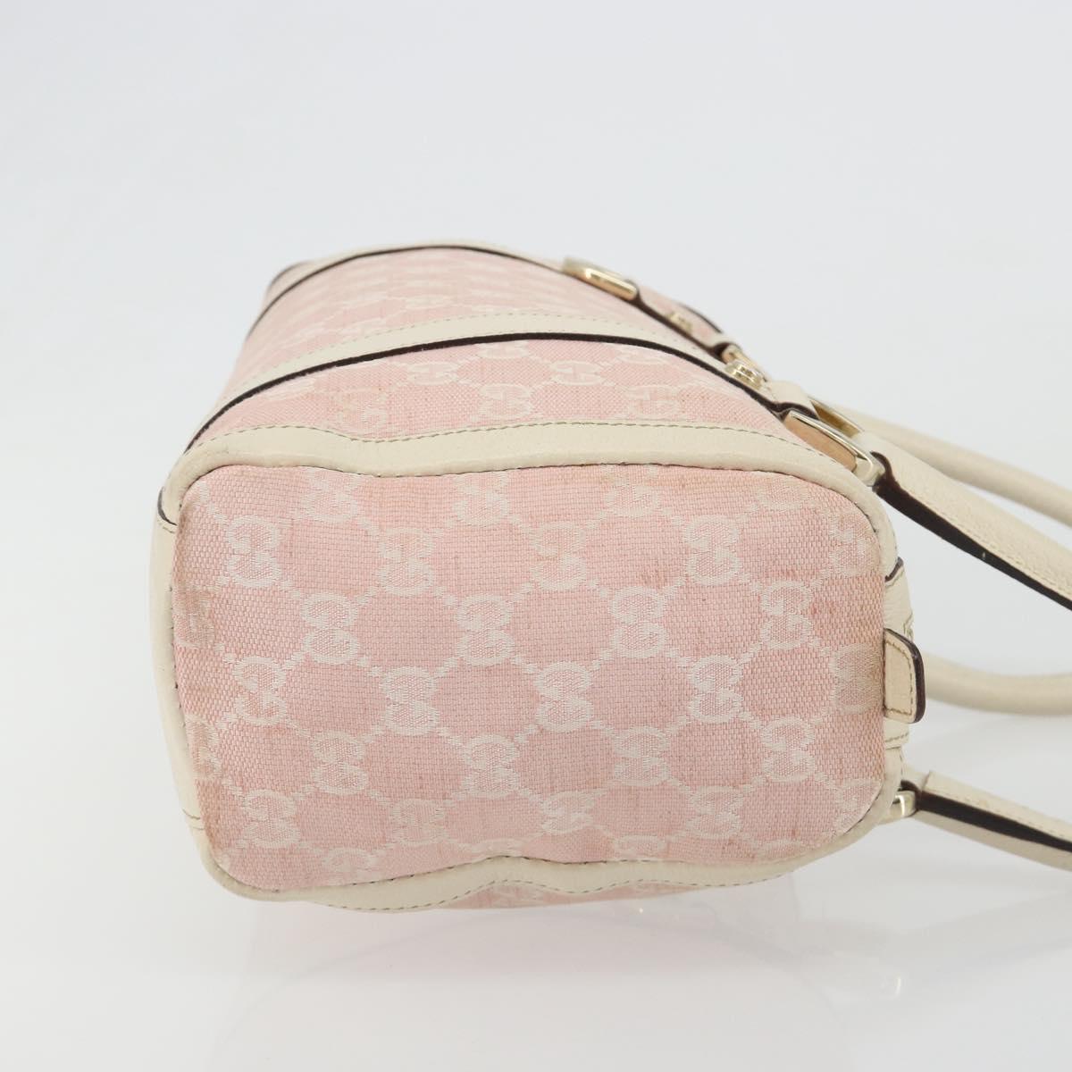 GUCCI GG Canvas Abbey Boston Bag Pink Gold Auth 189155