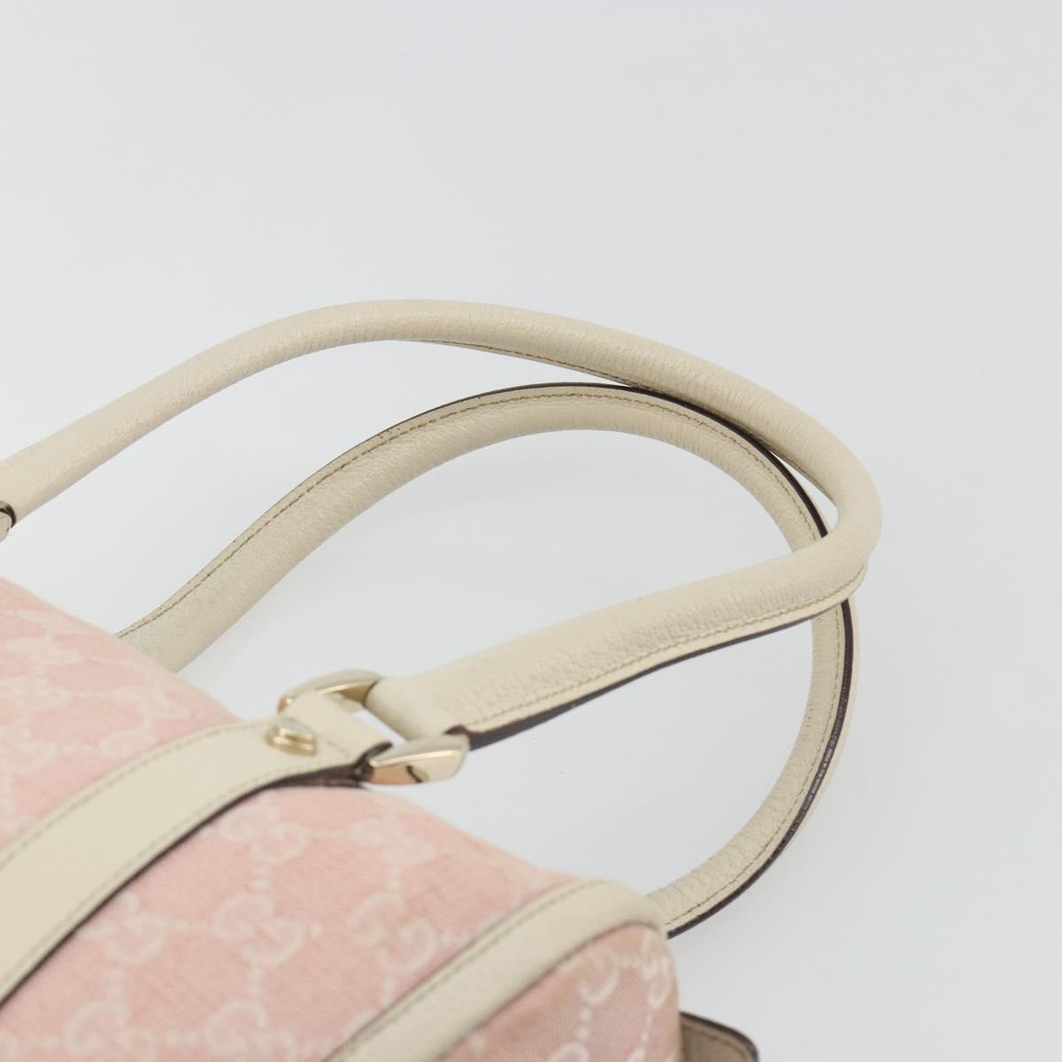 GUCCI GG Canvas Abbey Boston Bag Pink Gold Auth 189155
