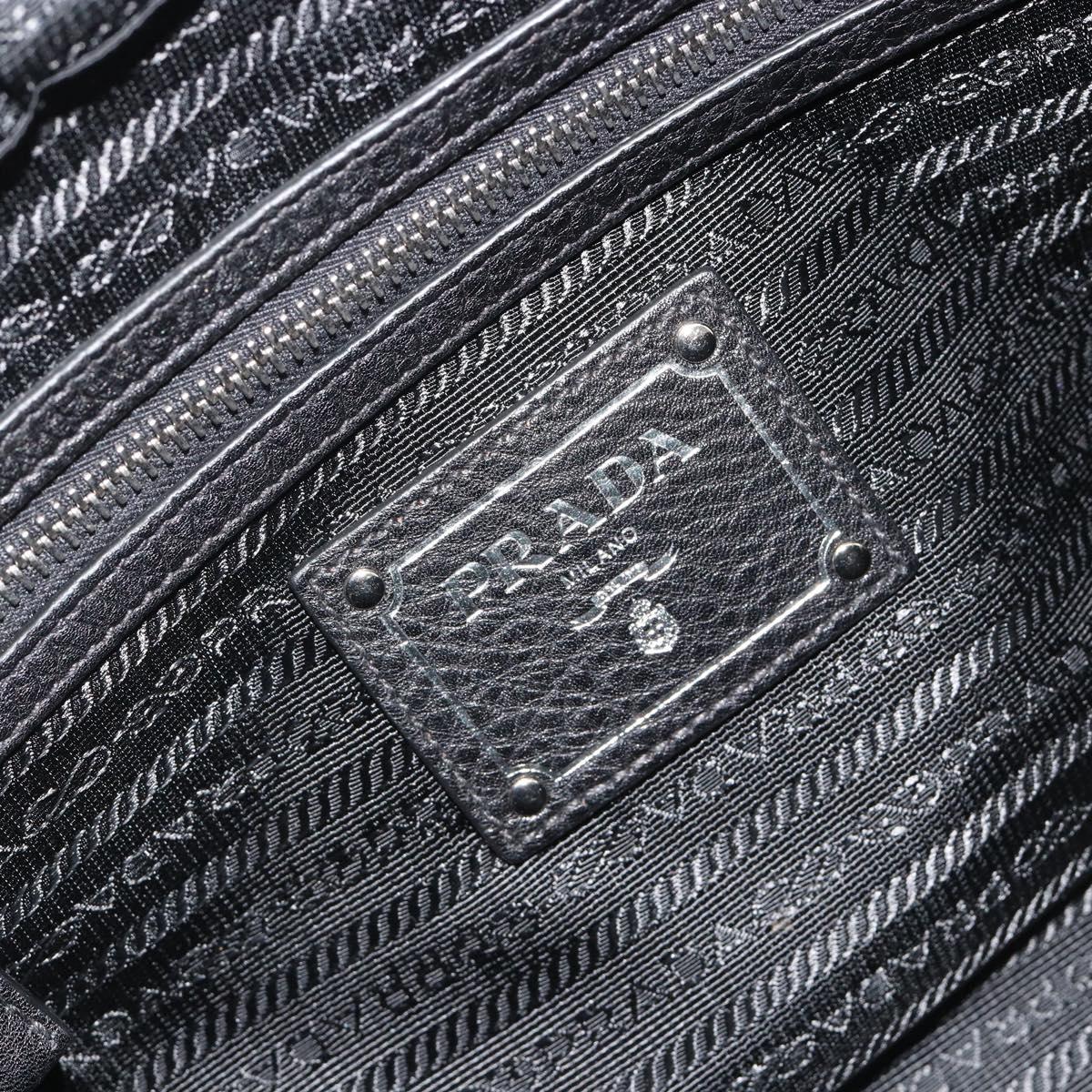 PRADA Boston Bag Leather Black Silver Auth 189156SAV