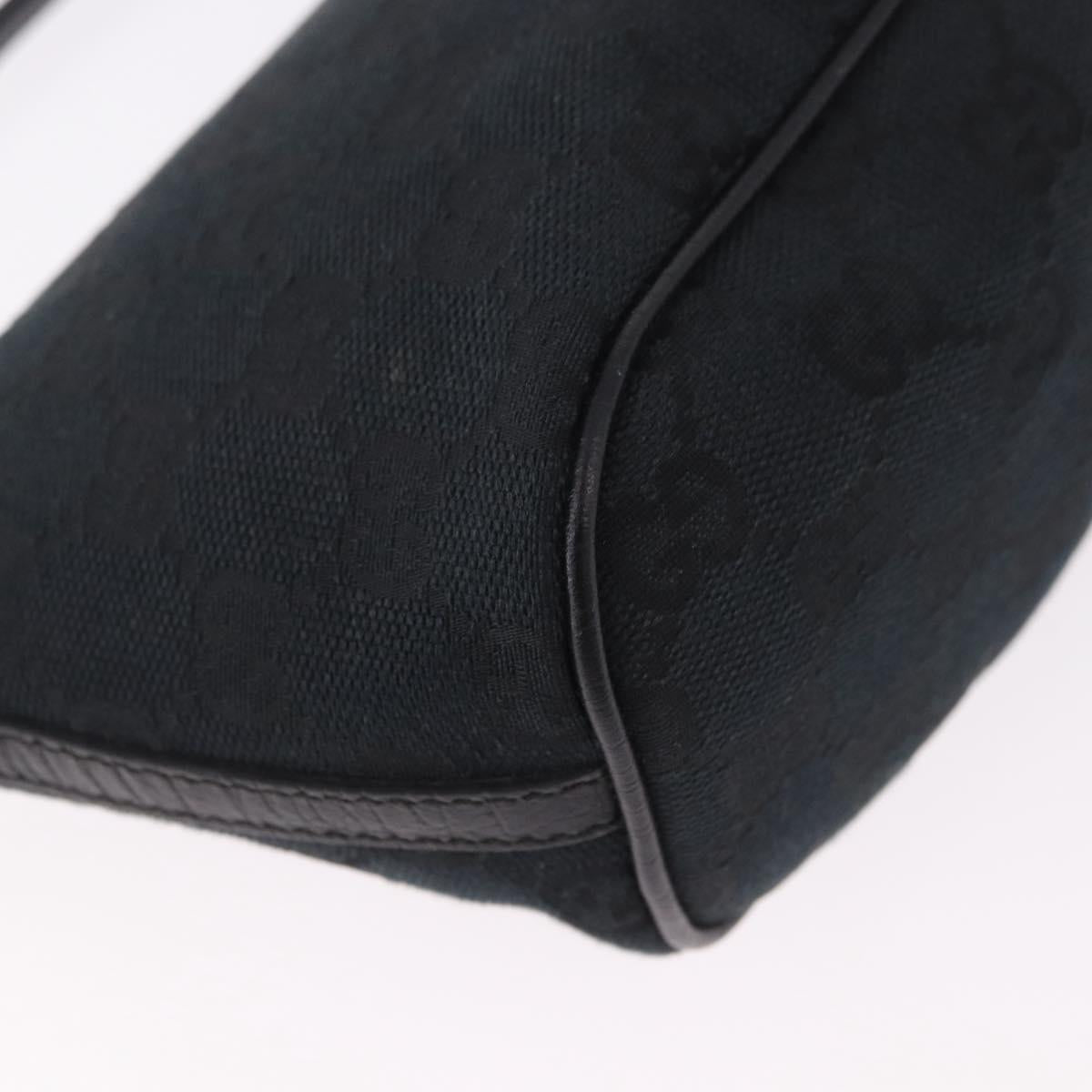 GUCCI GG Canvas Accessory Pouch Black Silver Auth 189166V