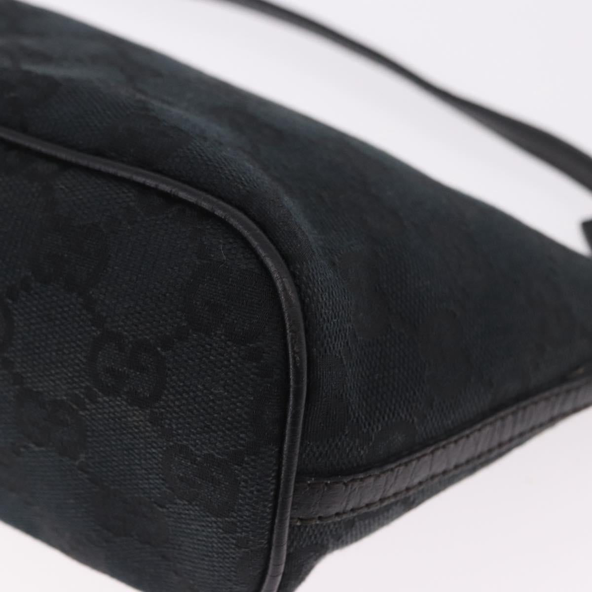 GUCCI GG Canvas Accessory Pouch Black Silver Auth 189166V