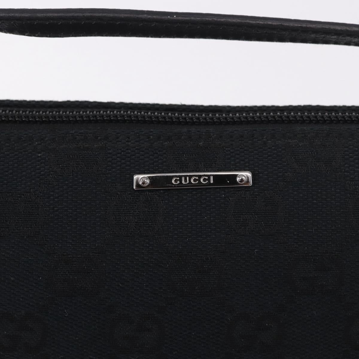 GUCCI GG Canvas Accessory Pouch Black Silver Auth 189166V