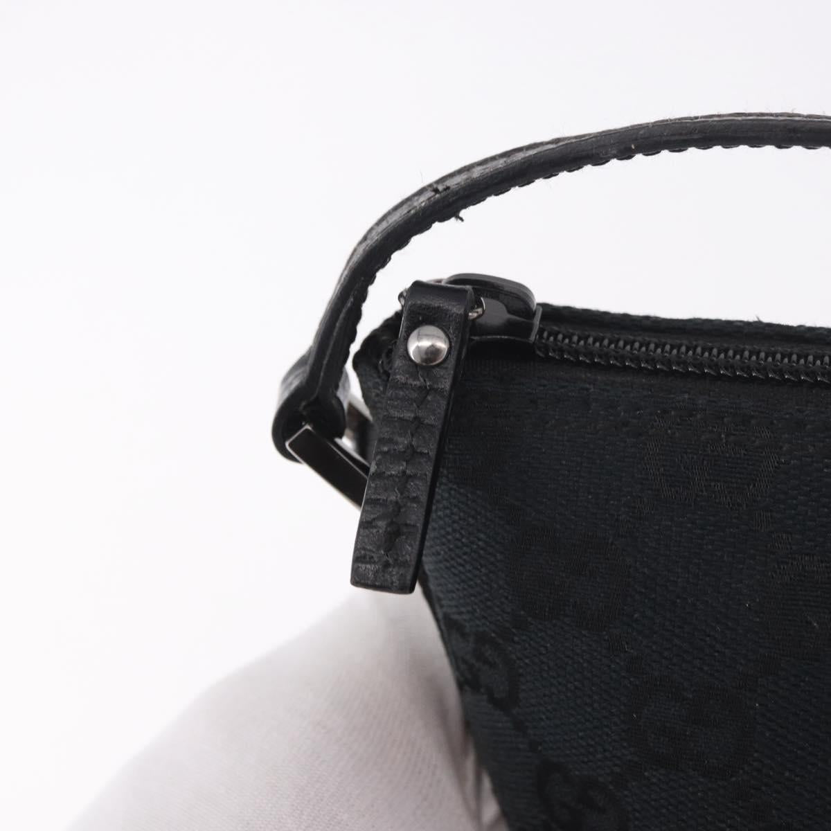 GUCCI GG Canvas Accessory Pouch Black Silver Auth 189166V