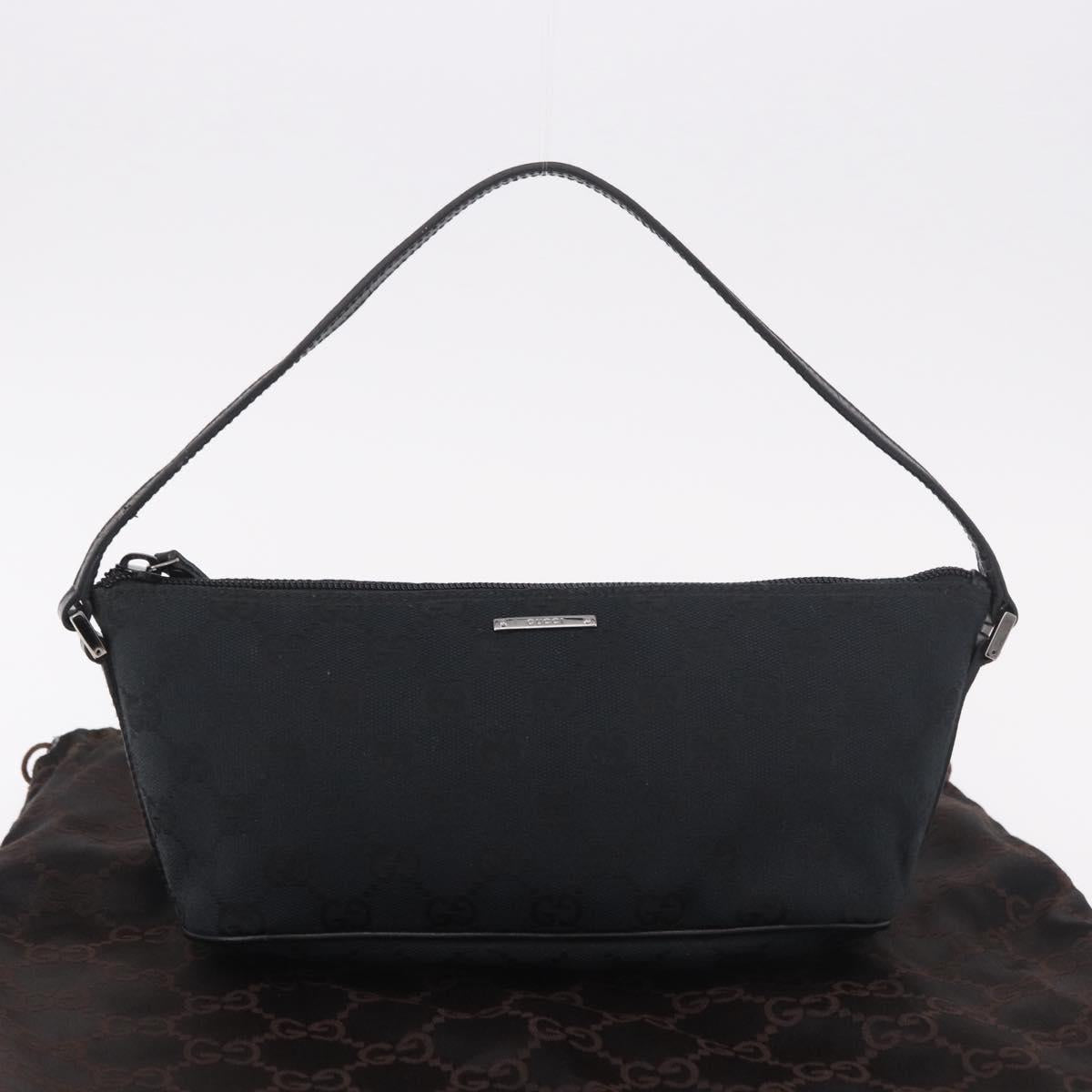 GUCCI GG Canvas Accessory Pouch Black Silver Auth 189166V