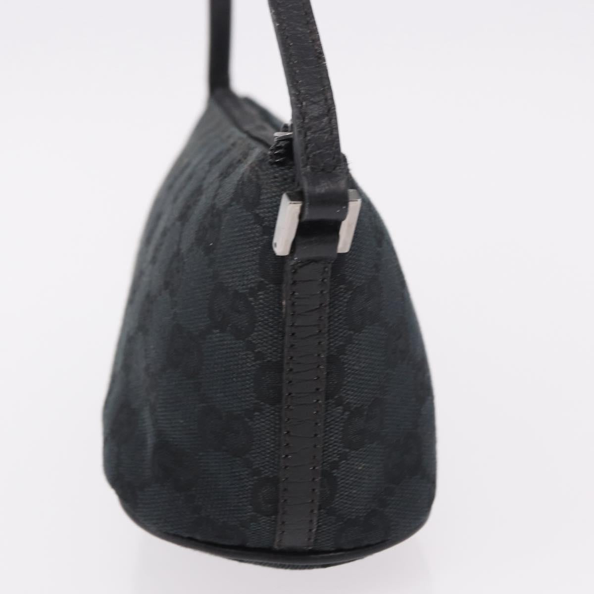 GUCCI GG Canvas Accessory Pouch Black Silver Auth 189166V