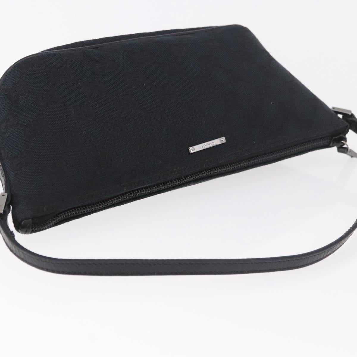 GUCCI GG Canvas Accessory Pouch Black Silver Auth 189166V