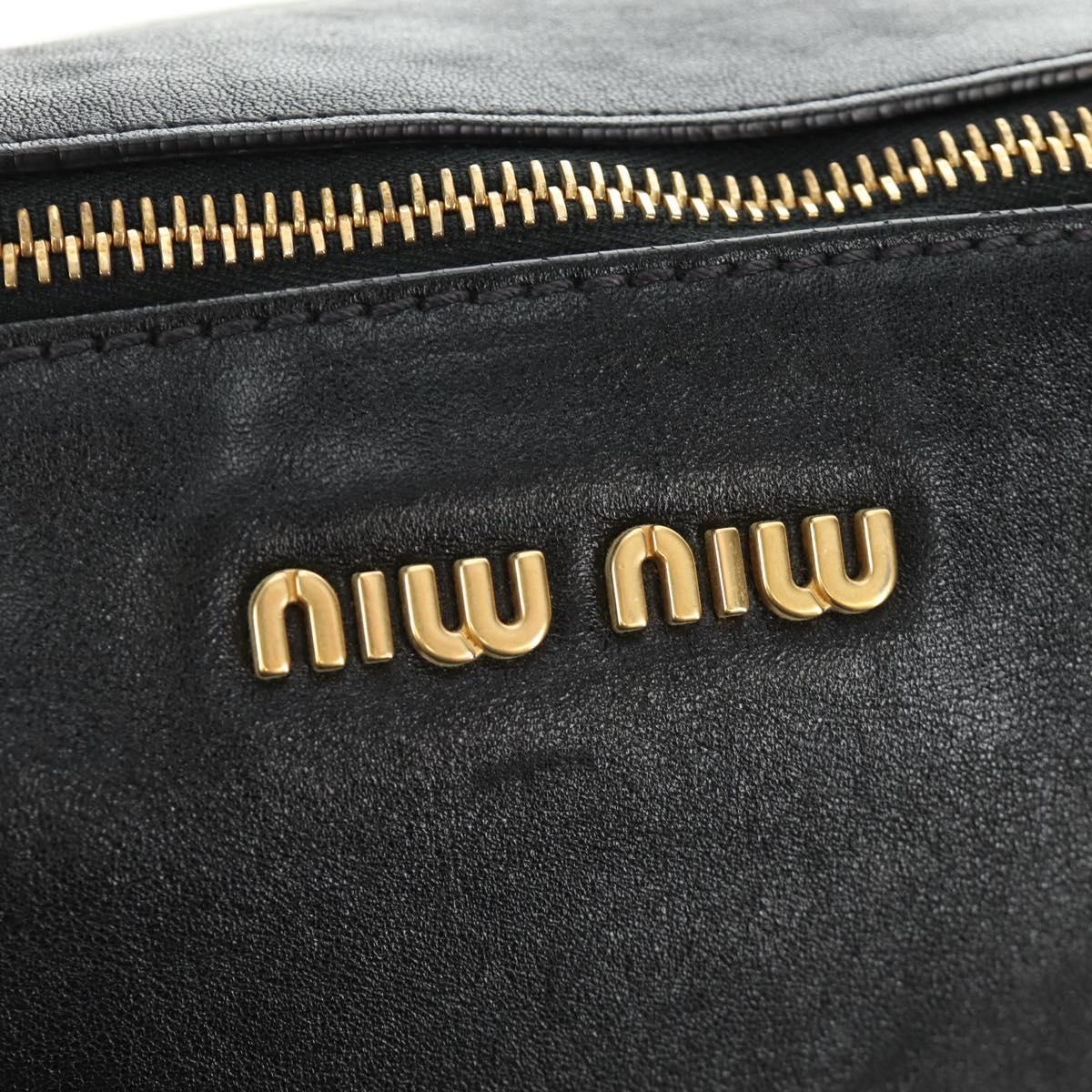 Miu Miu Ribbon Hand Bag Leather 2way Black Gold Auth 189170SAM