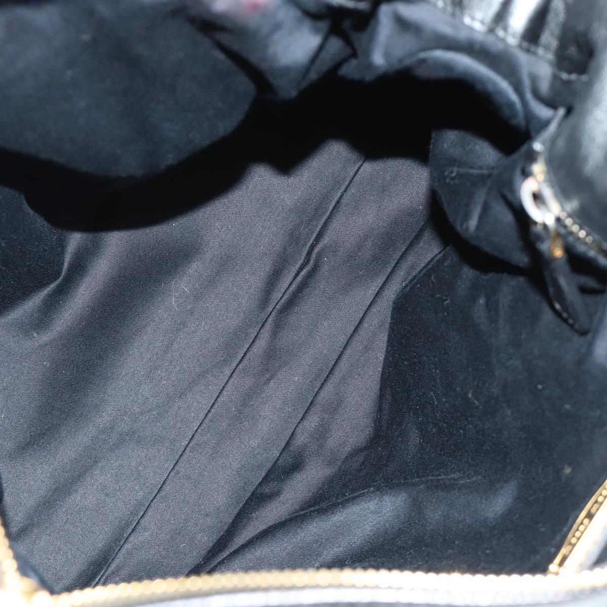 Miu Miu Ribbon Hand Bag Leather 2way Black Gold Auth 189170SAM