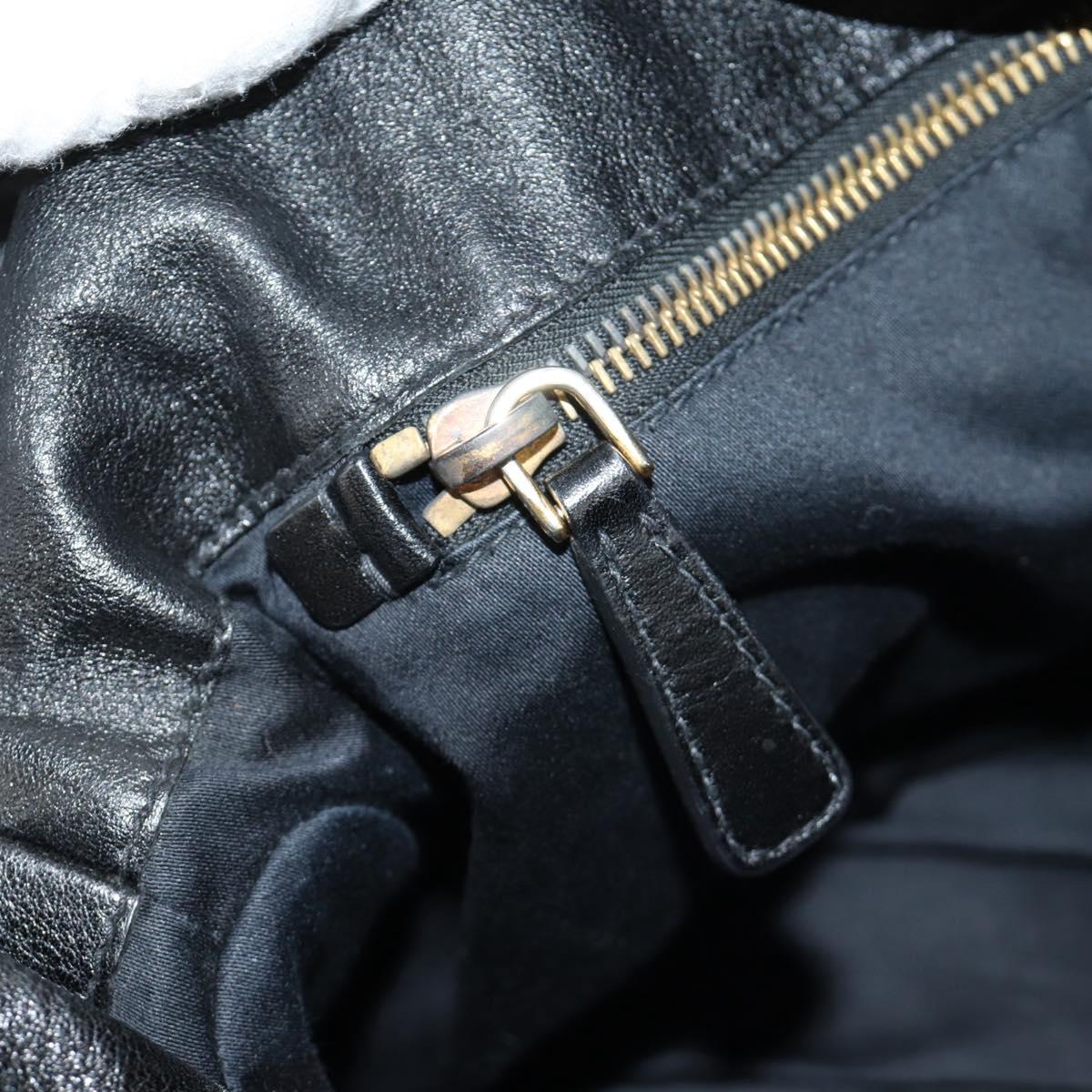 Miu Miu Ribbon Hand Bag Leather 2way Black Gold Auth 189170SAM